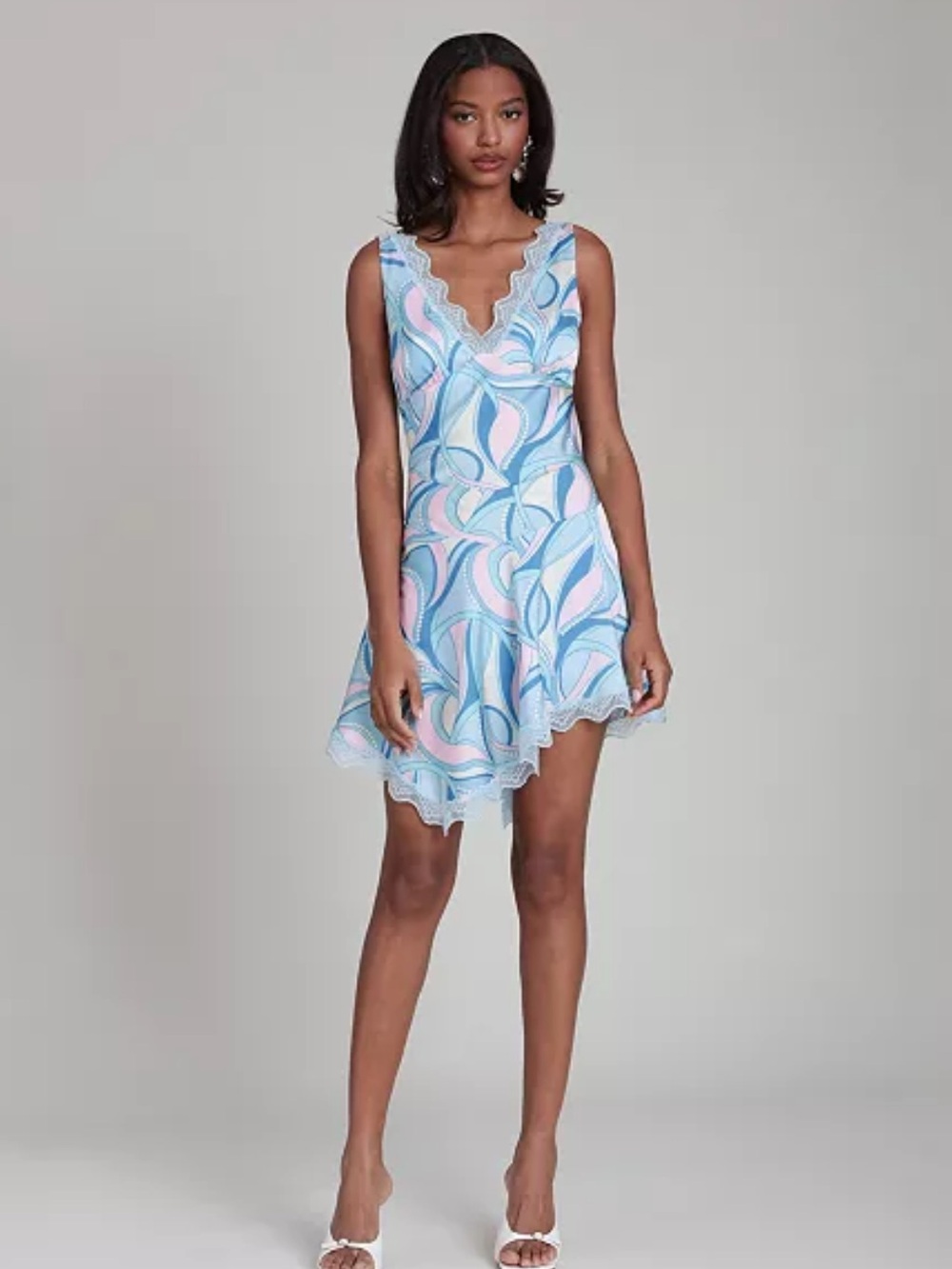 NWT Avec Les Filles Women's Lace Trim Bias Mini Dress 8